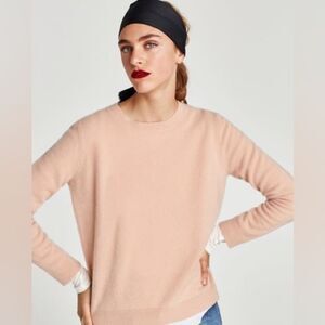 Zara Women's Pink Cashmere Silk Blend Roundneck Crewneck Sweater Size Large